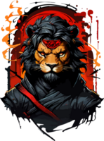 Lion Ninja Badge AI Generative png