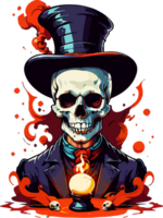 Skull Magician Cartoon AI Generative png