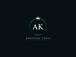 Colorful Crown Ak Logo Image, Modern AK Luxury Circle Letter Logo vector