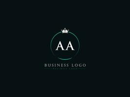 Colorful Crown Aa Logo Image, Modern AA Luxury Circle Letter Logo vector