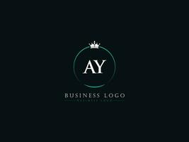 Colorful Crown Ay Logo Image, Modern AY Luxury Circle Letter Logo vector