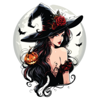 Beautiful Halloween Witch Clipart - Ai Generative png