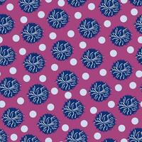 Colorful Pom Poms Seamless Pattern Background on a violet. Vector illustration on Pompom