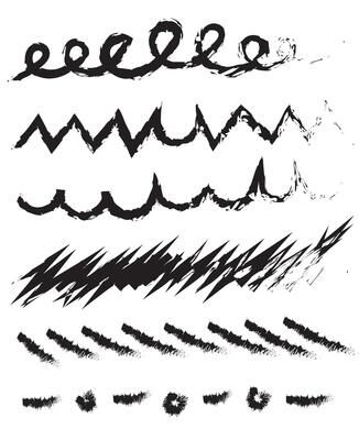 Set of black vector brush and marker strokes