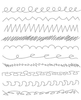 Set of simple black underline lines with pen, pencil, marker. Handwriting of different lines wavy. Scribble.