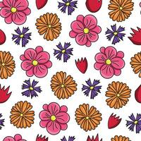 flowers abstract seamless pattern. Windflowers vector images on white background.