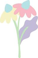 Hand Drawn Stemmed Flower Element vector