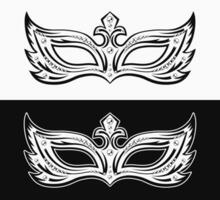 Black and white carnival mask decorated with beads. vector