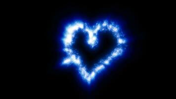 abstrakt Blau Liebe Herz gemacht von klein hell glühend Partikel von Energie festlich Hintergrund zum Valentinstag Tag video