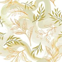 Floral seamless pattern. Branch with leaves gentle autumnal texture. Flourish nature summer garden textured leaves background vector