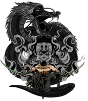 samurai and dragon for t shirt design png