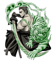 das Samurai und Tiger Geist Illustration png