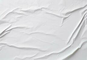 Creative blank white crumpled and creased paper poster texture background. Generative AI photo