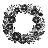 Black and White Flower Frame - Ai Generative png