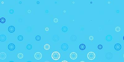 Light BLUE vector background with occult symbols.