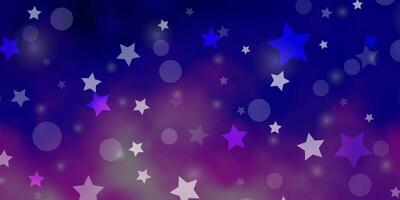 Light Pink, Blue vector layout with circles, stars.