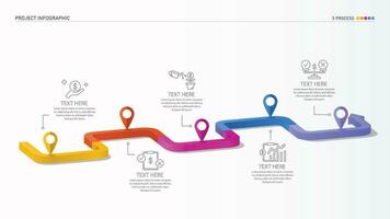 3D way infographic of 5 steps and business icons for finance process steps. Presentation slide template. vector infographic layout design.