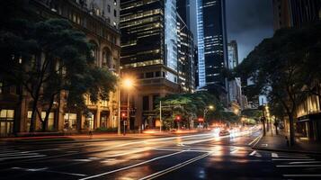 Night view of 1 Bligh Street. Generative AI photo