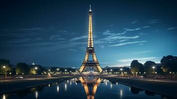 Night view of Eiffel Tower. Generative AI photo