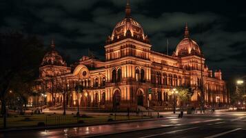 Night view of Casa Rosada. Generative AI photo