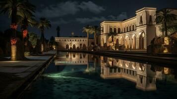 Night view of Carthage Palace. Generative AI photo