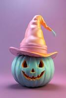 Pastel Pumpkin Background, Pastel Halloween Pumpkin, 3D Pumpkin Illustration, Halloween Background, 3D Pumpkin, AI Generative photo