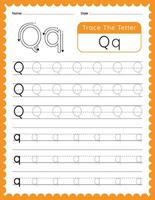 Alphabet Letter Q Trace Worksheet for Kids vector