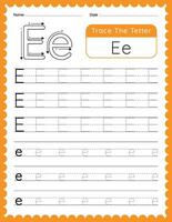 Alphabet Letter E Trace Worksheet for Kids vector