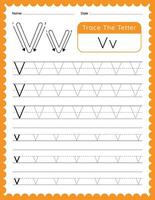 Alphabet Letter V Trace Worksheet for Kids vector