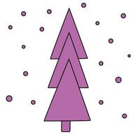 Christmas pink tree. Symbol of the New Year. Nineties style. Doodle illustration. Postcard design. Isolated vector