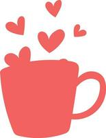 Mug with hearts pink decoration design. vector