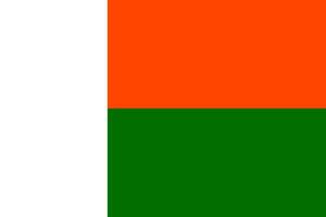 Flag icon of Madagascar flag contains white, green and red color. vector