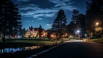 noche ver de ifrane universidad. generativo ai foto