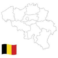 mapa de Bélgica con Bélgica bandera vector