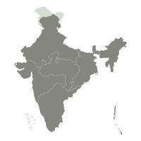 Map of India administrative regions with grey color. Indian map grey color vector