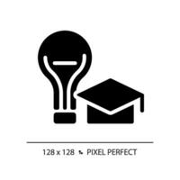 2D pixel perfect glyph style innovation icon, isolated vector, silhouette illustration representing soft skills. vector