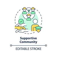 Supportive community multi color concept icon. Agriculture education. Like minded. Farm science. College student. Round shape line illustration. Abstract idea. Graphic design. Easy to use vector