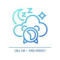 2D pixel perfect blue gradient good sleep icon, isolated vector, meditation thin line illustration. vector