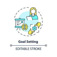 2D editable goal setting thin line icon concept, isolated vector, multicolor illustration representing behavioral therapy. vector