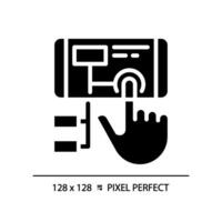 2D pixel perfect glyph style augmented reality icon, isolated vector, silhouette illustration representing VR, AR and MR. vector