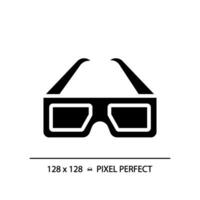 2D pixel perfect 3D goggles icon, isolated vector, silhouette illustration representing VR, AR and MR. vector