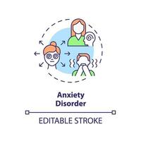 2D editable anxiety disorder thin line icon concept, isolated vector, multicolor illustration representing behavioral therapy. vector