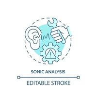 2D editable blue icon sonic analysis concept, isolated vector, predictive maintenance thin line monochromatic illustration. vector