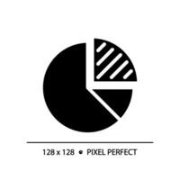 Pie chart black glyph icon. Circle divided. Business statistics. Statistical graphics. Data visualization. Silhouette symbol on white space. Solid pictogram. Vector isolated illustration