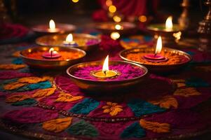 Festival of Lights, Diwali Celebrations. AI generated. photo