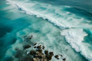 espectacular resumen imagen de un escénico calma océano. generado por ai. foto