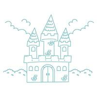 kids coloring cartoon knightly castle vector