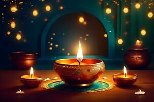 Festival of Lights, Diwali Celebrations. AI generated. photo