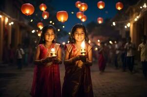 Festival of Lights, Diwali Celebrations. AI generated. photo