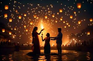 Festival of Lights, Diwali Celebrations. AI generated. photo